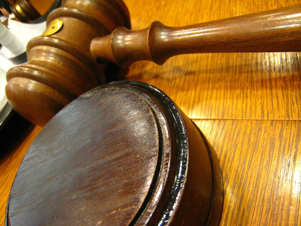 Image of a gavel in court